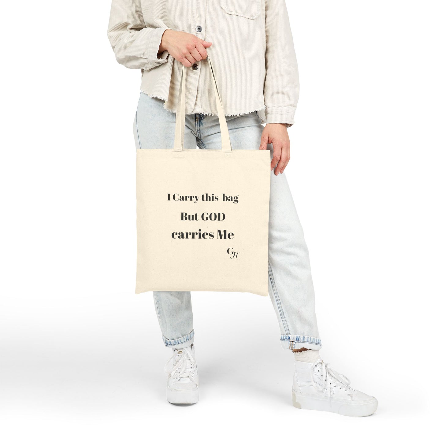 Faith Canvas Tote — "I Carry This Bag but GOD Carries Me"