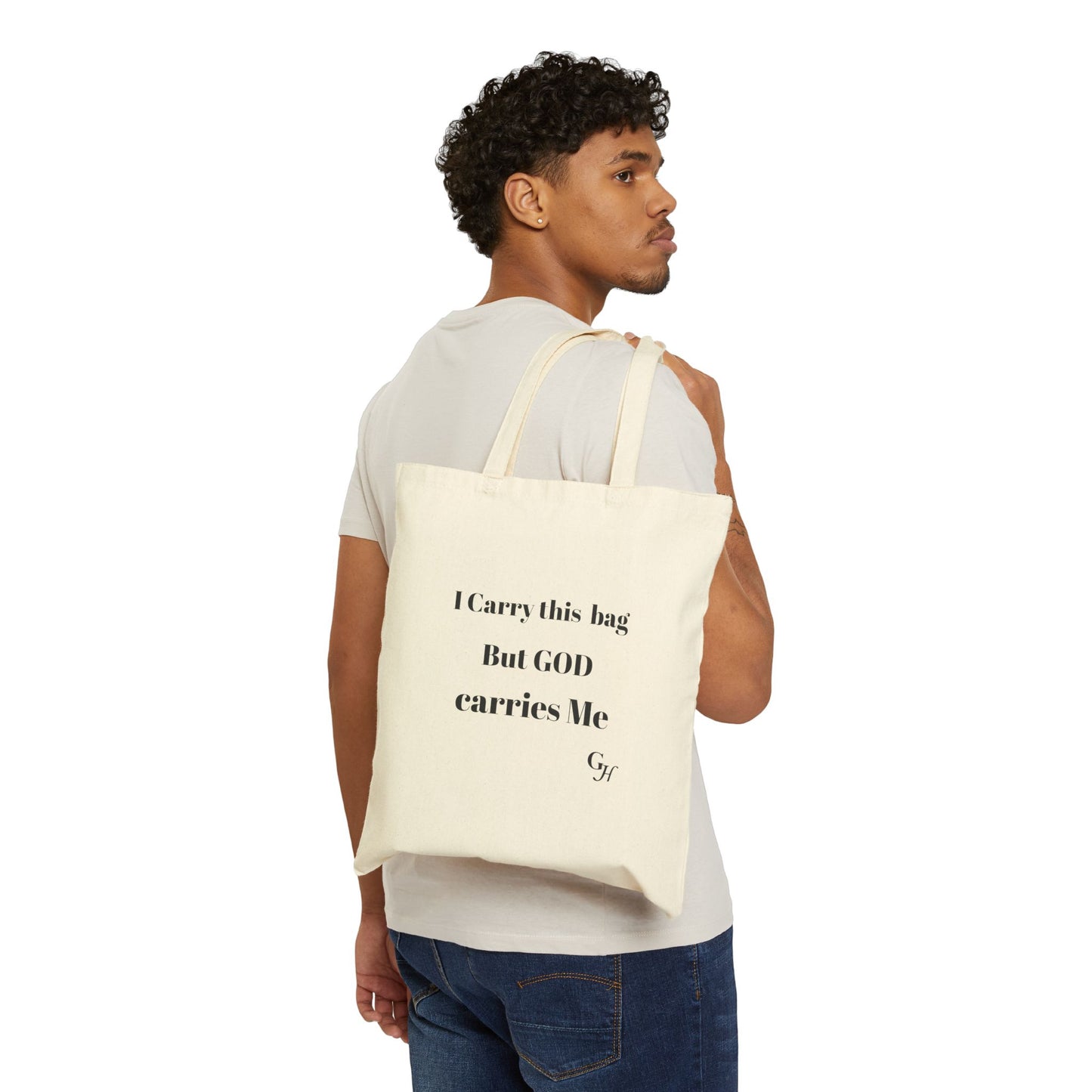 Faith Canvas Tote — "I Carry This Bag but GOD Carries Me"