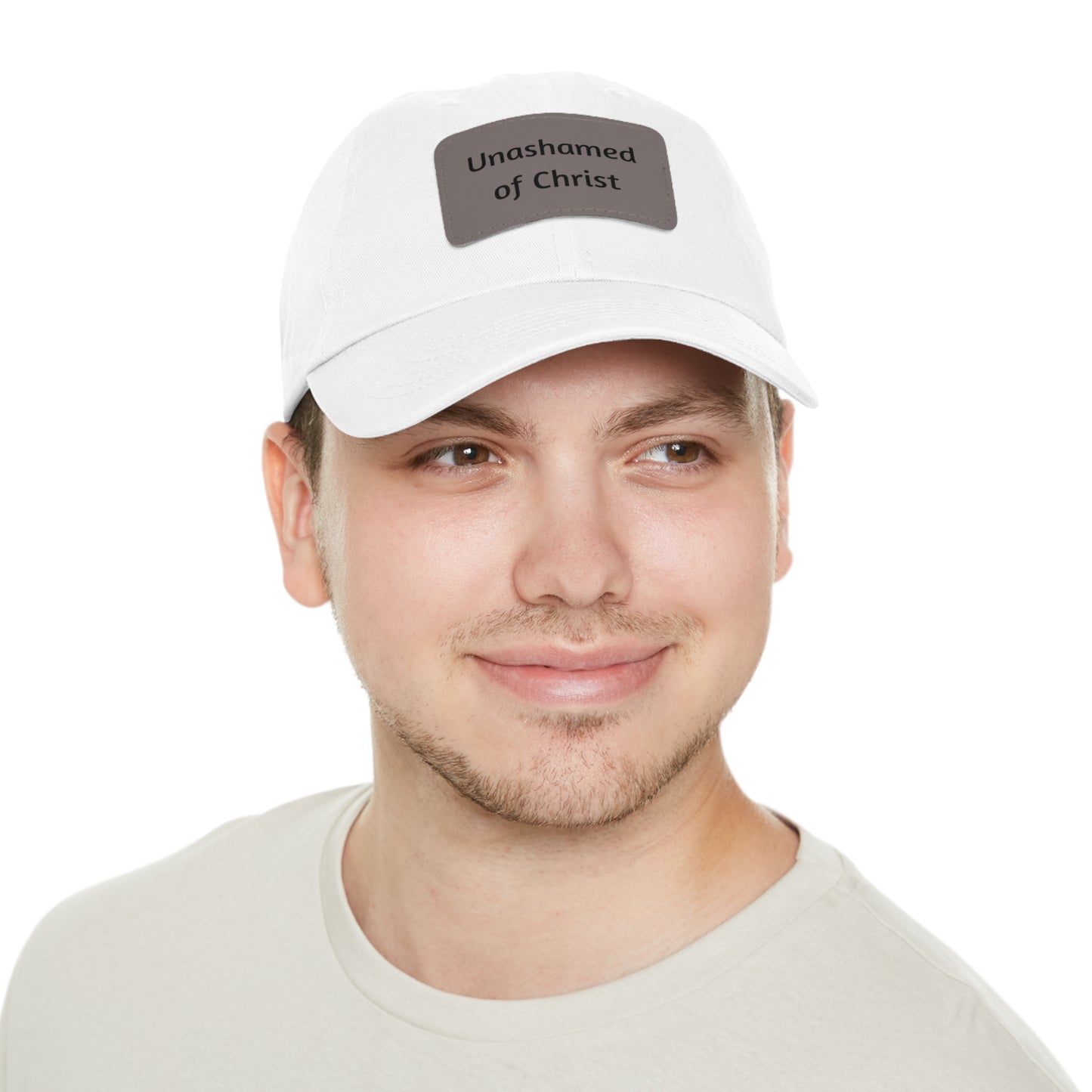 Dad Hat with Leather Patch — "Unashamed of Christ"