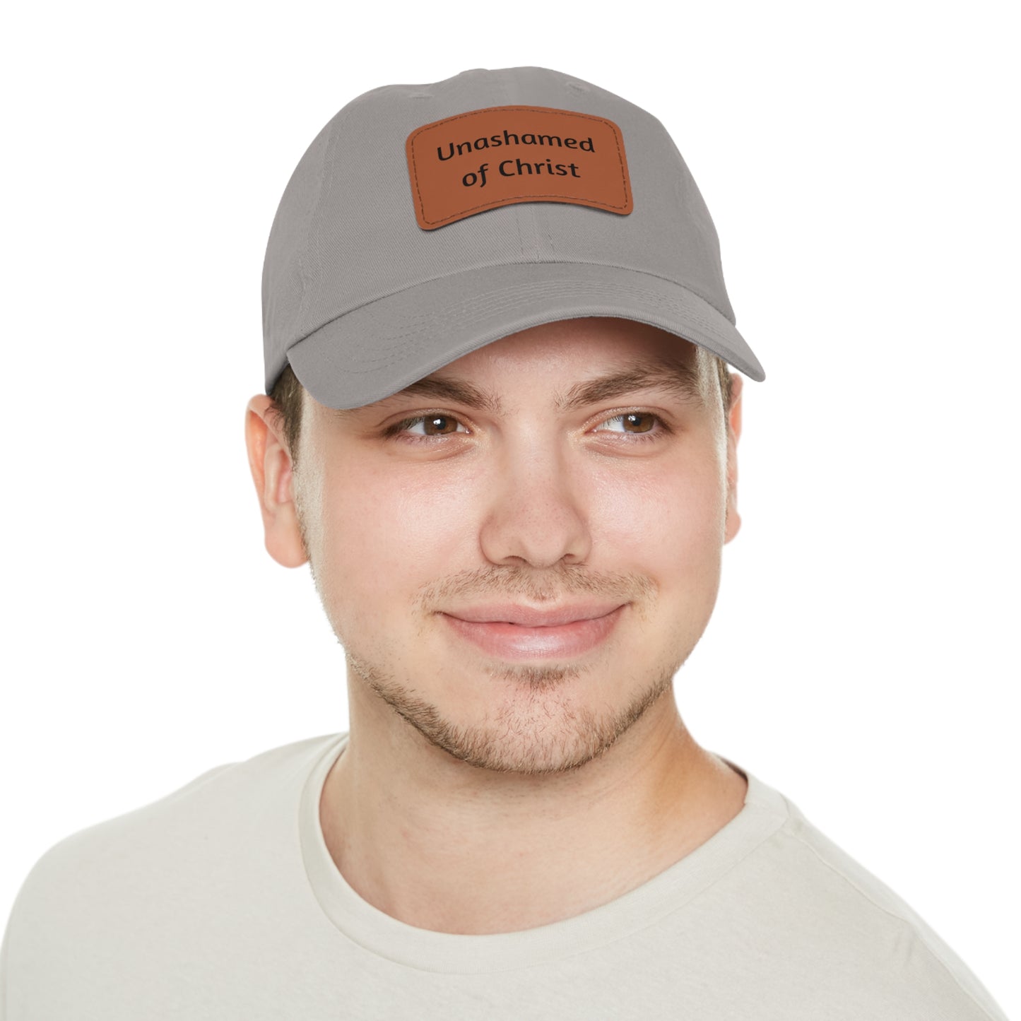 Dad Hat with Leather Patch — "Unashamed of Christ"