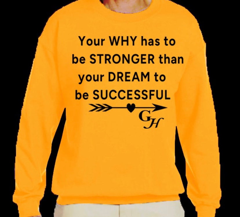 Sweatshirt-“ your why has to be stronger than your dream to be successful “