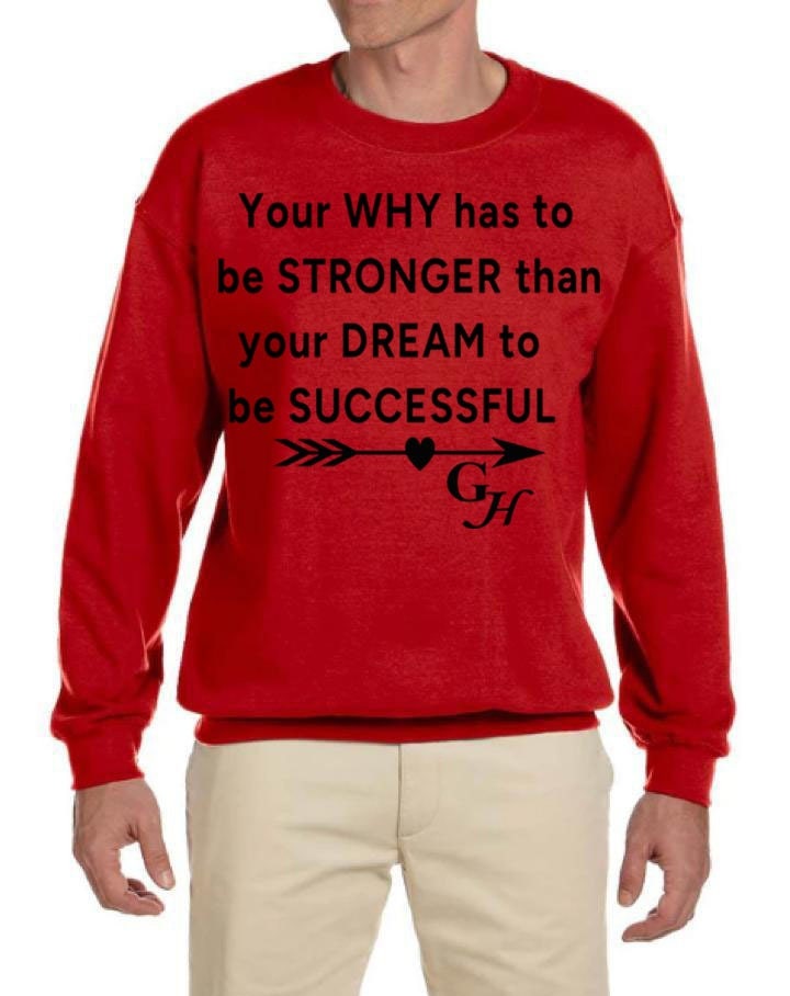Sweatshirt-“ your why has to be stronger than your dream to be successful “