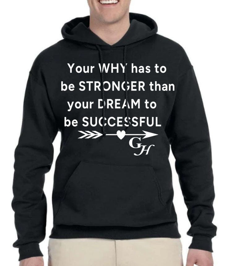 Hoodie-“ Your why has to stronger than your dream to be successful.”