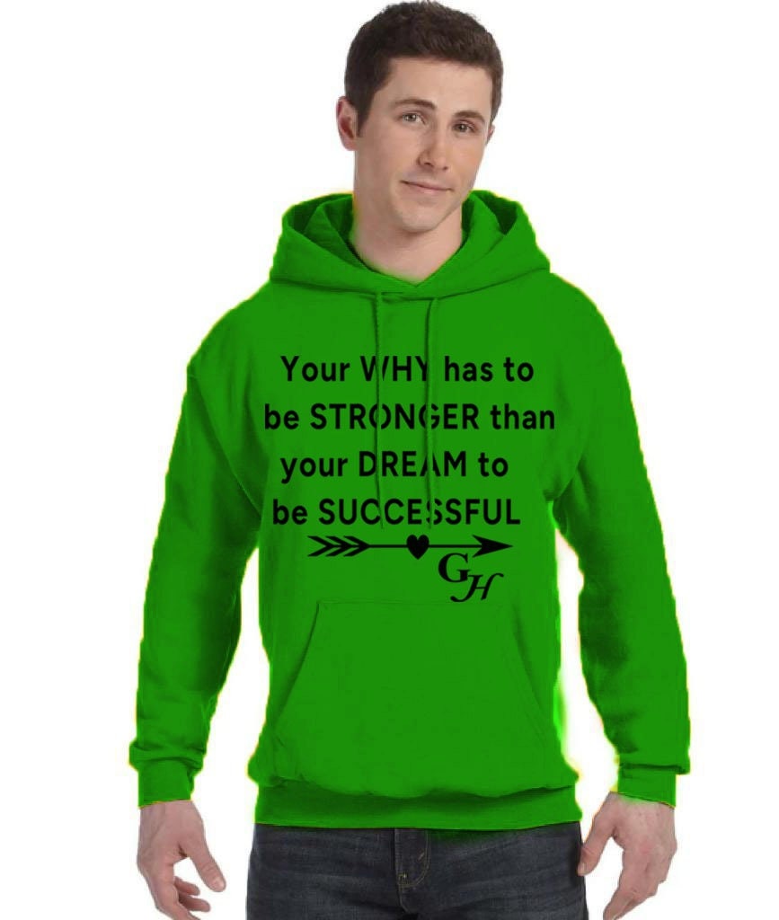 Hoodie-“ Your why has to stronger than your dream to be successful.”